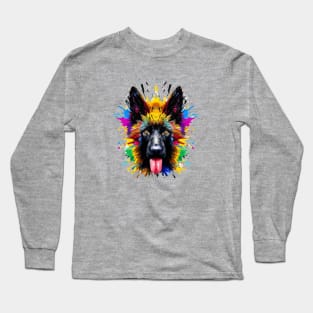 Cute Belgian Shepherd Dog Color Supernova Artwork Long Sleeve T-Shirt